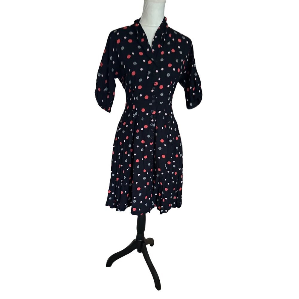 Emily & Fin Pinup Polka Dot Button-Up Dress Grunge Cowboy Button Up Colorful S